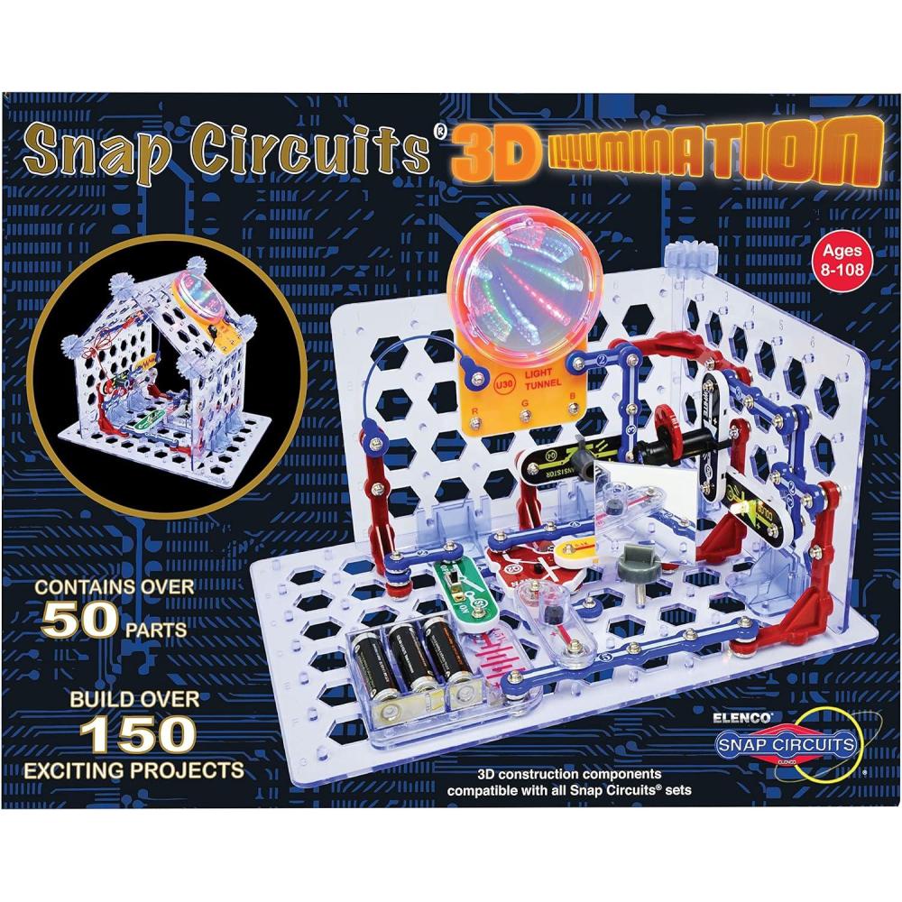 image:imageSnap Circuits 3D Illumination Electronics Exploration Kit  Over 150 STEM Projects  Full Color Project Manual  50 Parts  STEM Educational Toys for Kids 8SC3Di
